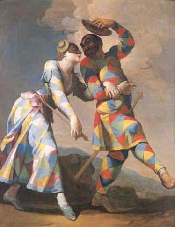 Giovanni Domenico Ferretti Arlecchino und Colombina oil painting image